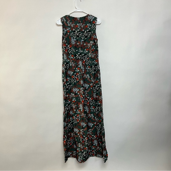 Maje Botanical Floral Print Jumpsuit Zip Front Wide Leg Green Red 38 Medium - Picture 6 of 10
